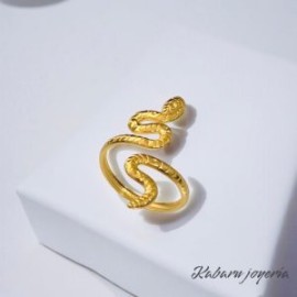 Anillo ajustable dorado acero inoxidable serpiente