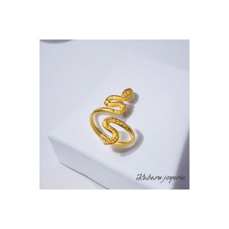 Anillo ajustable dorado acero inoxidable serpiente