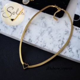 Collar dorado acero inoxidable planchado corazon