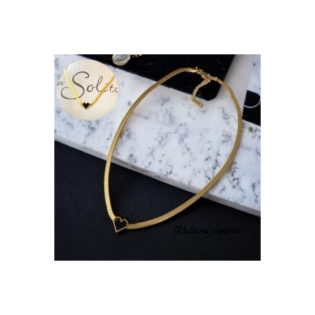 Collar dorado acero inoxidable planchado corazon