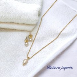 Conjunto dorado acero inoxidable perla