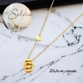 Collar dorado acero inoxidable corazon trebol