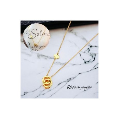 Collar dorado acero inoxidable corazon trebol