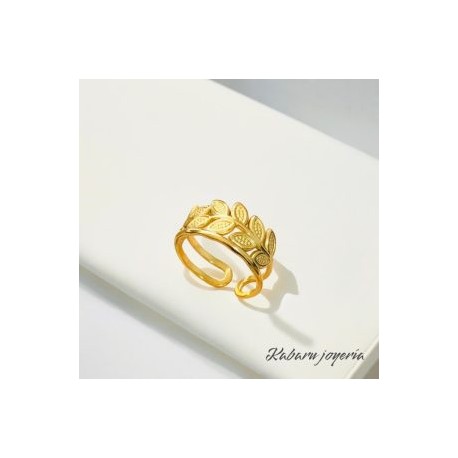 Anillo ajustable dorado acero inoxidable