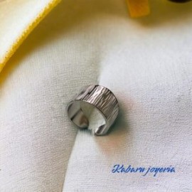 Anillo ajustable color plata acero inoxidable