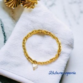 Pulsera dorada acero inoxidable perla