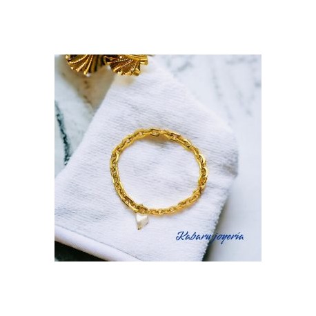 Pulsera dorada acero inoxidable perla