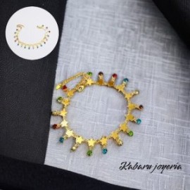 Tobilleras estrellas piedra color chapa de oro 18k
