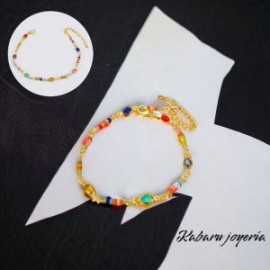 Tobillera piedra color chapa de oro 18k