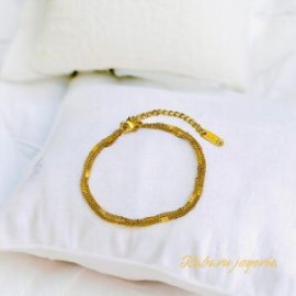 Pulsera dorada acero inoxidable doble