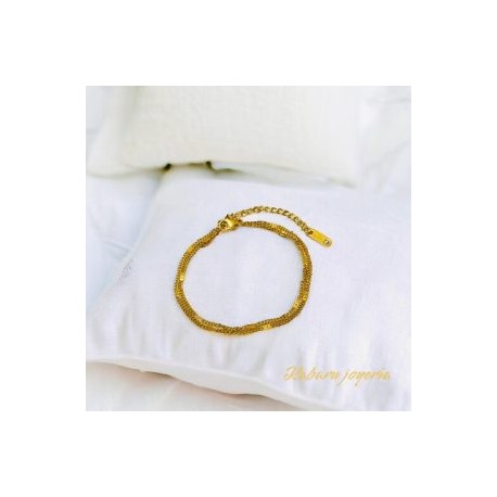 Pulsera dorada acero inoxidable doble