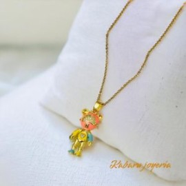 Collar robot naranja chapa de oro 18k