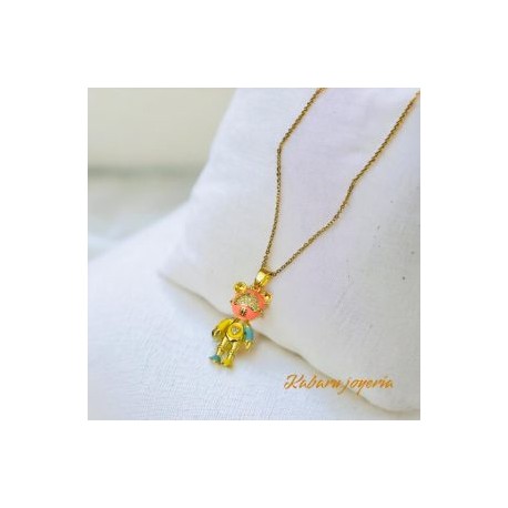 Collar robot naranja chapa de oro 18k