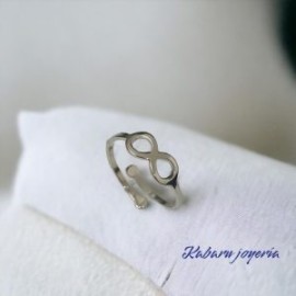 Anillo ajustable color plata acero inoxidable infinito