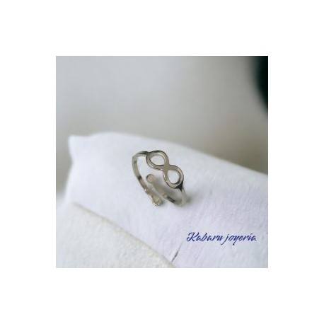 Anillo ajustable color plata acero inoxidable infinito