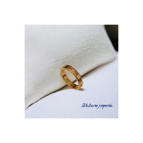 Anillo T7 rosa oro acero inoxidable num romanos
