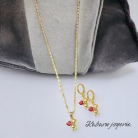 Conjunto dorado corazon osito chapa de oro 18k