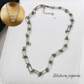 Collar color plata acero inoxidable nudo