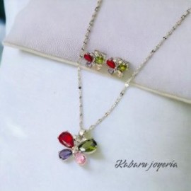 Conjuntos color plata mariposa chapa de oro 18k