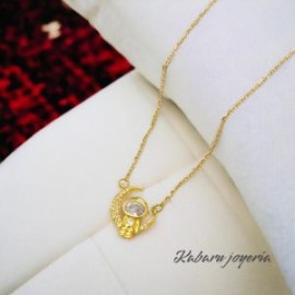 Collar dorado acero inoxidable luna astronauta