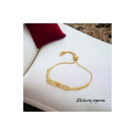 Pulsera dorada mama chapa de oro18K