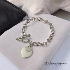 Pulsera color plata acero inoxidable corazon forever