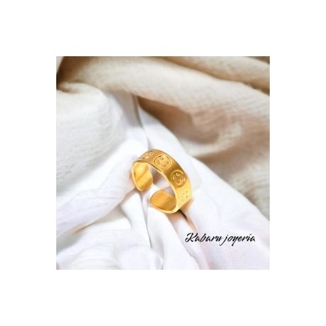 Anillo ajustable dorado acero inoxidable emoji