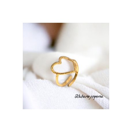 Anillo ajustable dorado acero inoxidable corazon