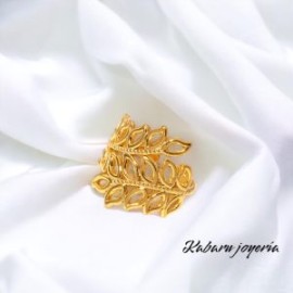 Anillo ajustable dorado acero inoxidable floral