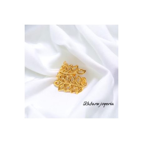 Anillo ajustable dorado acero inoxidable floral
