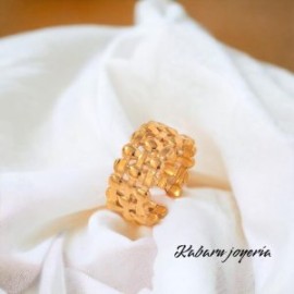 Anillo ajustable dorado acero inoxidable ancho