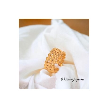 Anillo ajustable dorado acero inoxidable ancho