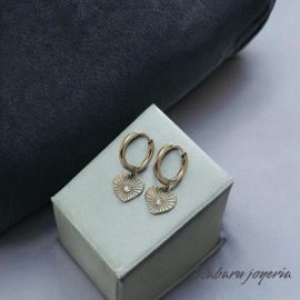 Aretes color plata acero inoxidable corazon