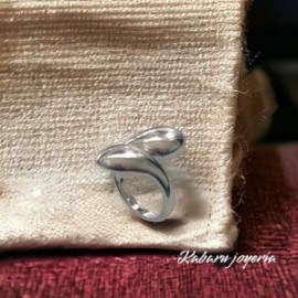 Anillo ajustable color plata ancho chapa de oro18K