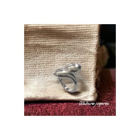Anillo ajustable color plata ancho chapa de oro18K