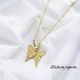 Collar dorado acero inoxidable mariposa