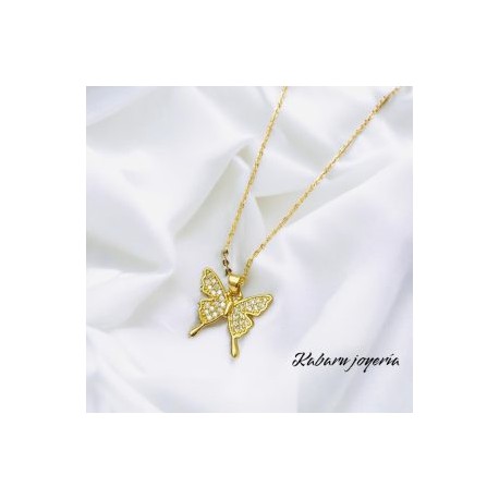 Collar dorado acero inoxidable mariposa