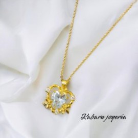 Collar acero inoxidable corazon piedra blanca