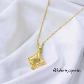 Collar dorado acero inoxidable piedra blanca