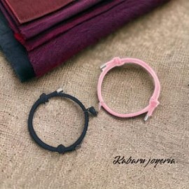 Pulsera cordon bicolor parejas corazon