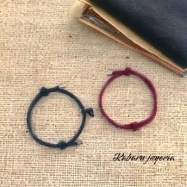 Pulsera cordon bicolor parejas corazon