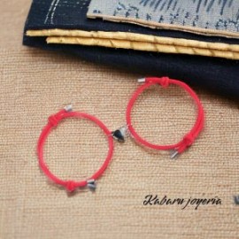 Pulsera cordon color rojo parejas corazon