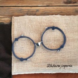 Pulsera Cordón color azul oscuro parejas corazon