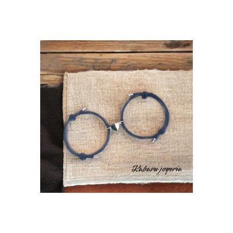 Pulsera Cordón color azul oscuro parejas corazon
