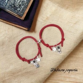 Pulsera cordon color vino parejas astronautas