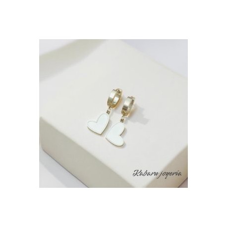 Aretes color plata chicos acero inoxidable corazon