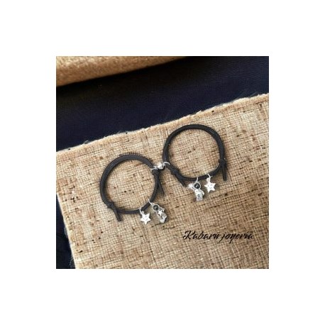 Pulsera cordon color negro parejas astronautas