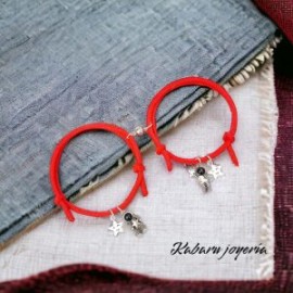 Pulsera cordon color rojo parejas astronautas