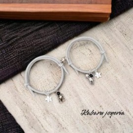 Pulsera cordon color gris parejas astronautas