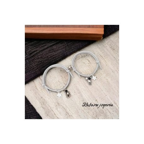 Pulsera cordon color gris parejas astronautas